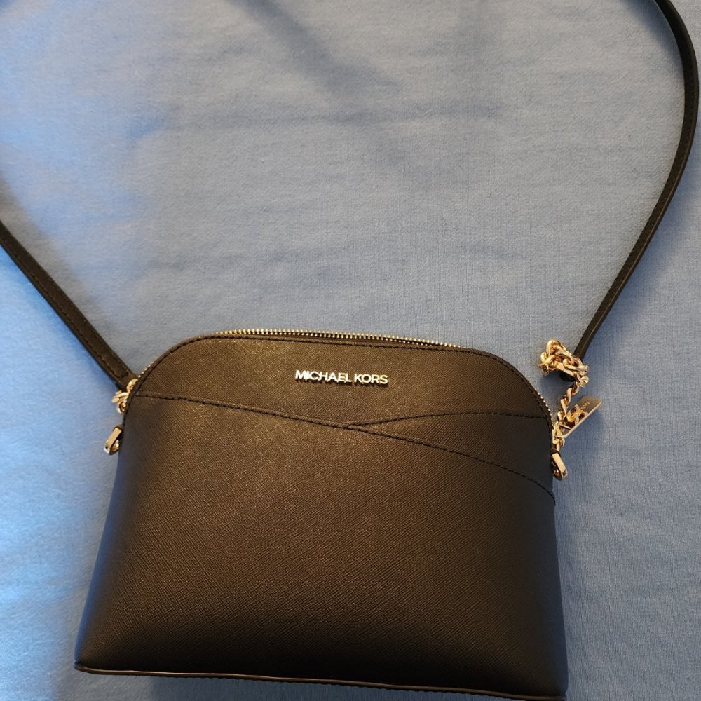MK Small Dome PVC Crossbody Bag Black